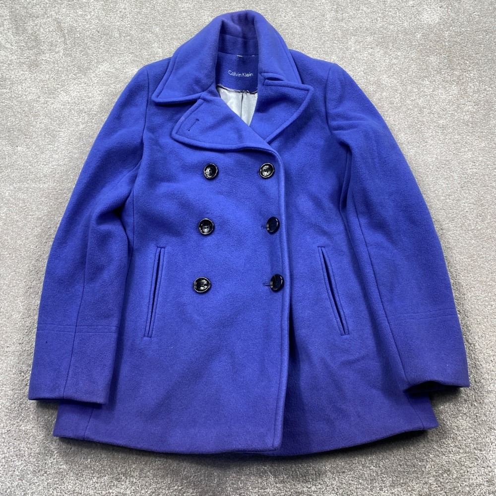 Calvin Klein Peacoat Women 4 Cobalt Blue Wool Cashmere Double Breasted Jacket